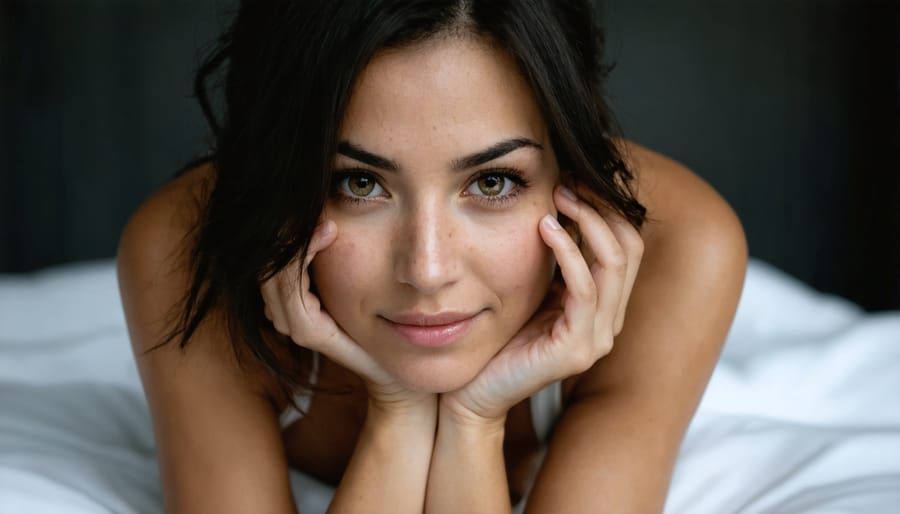 Woman practicing mindful meditation with tea as alternative stress relief method