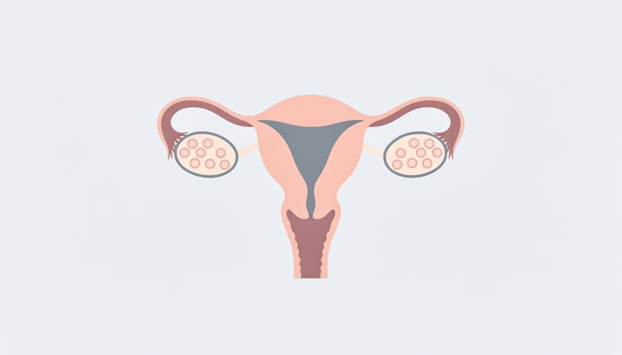 Non-graphic, anatomically inspired visual of the ovaries in a clean medical setting